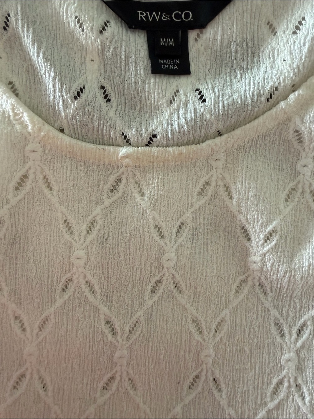 RW&CO. Cream Openwork Knit Pullover